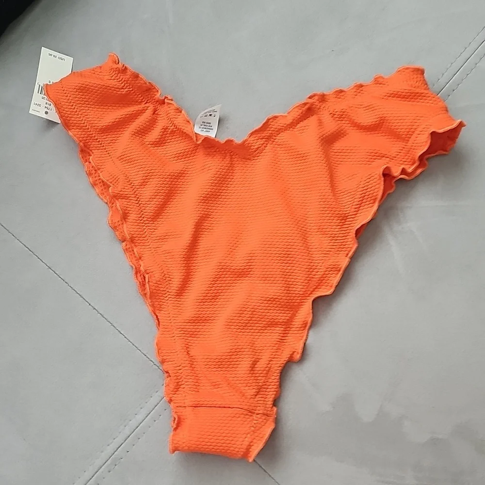 NWT Aerie Cheeky Orange Lace Trim Bikini Bottom